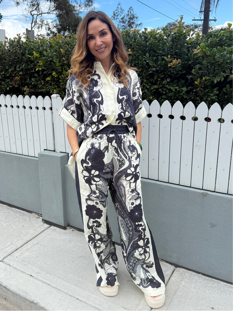 Unique Navy Floral Outfit Set