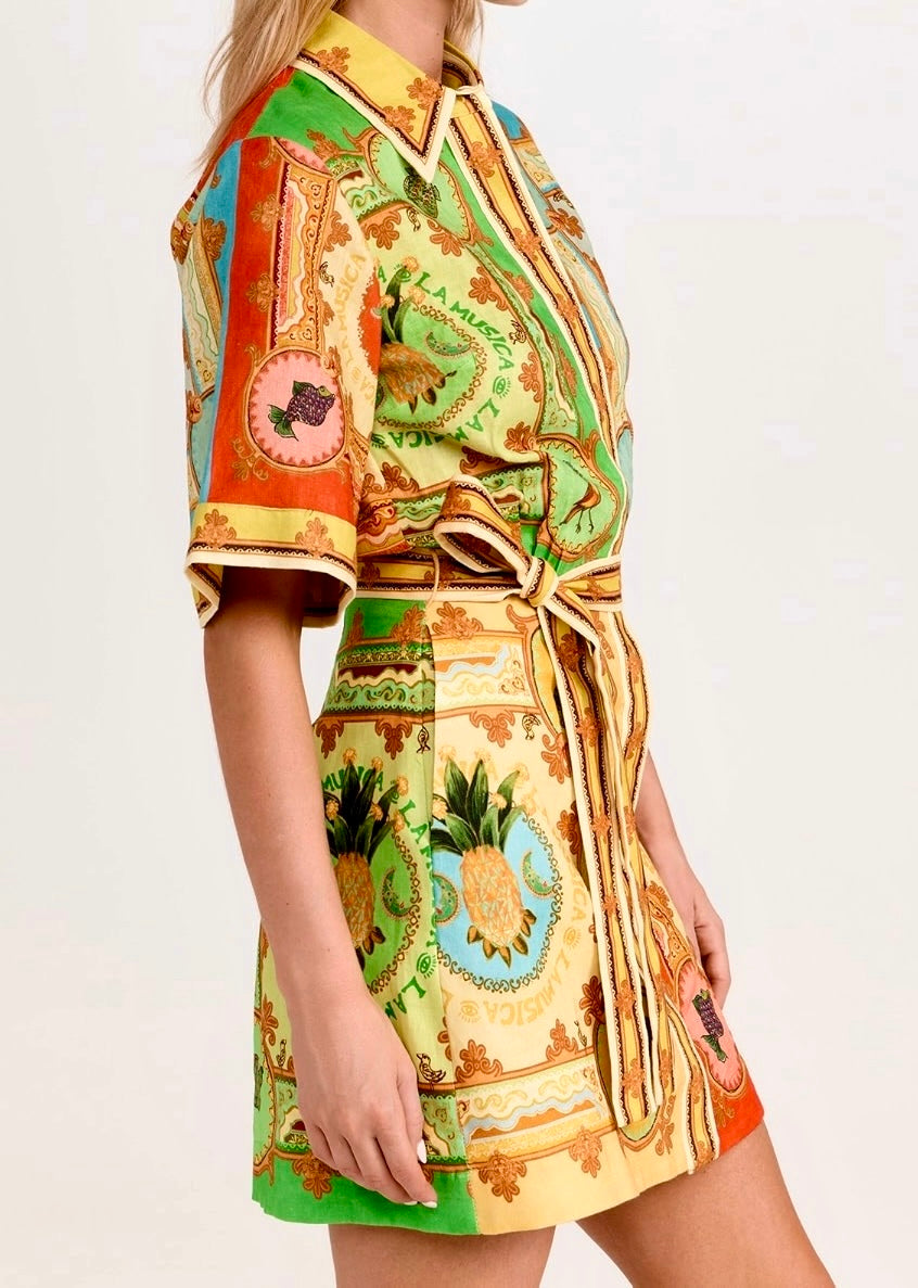 Pineapple Mini Shirt Dress