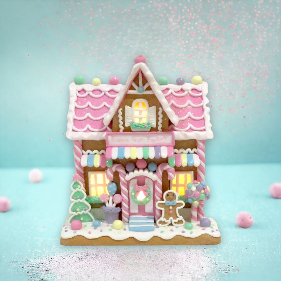 9in Pink Candy House w/LED