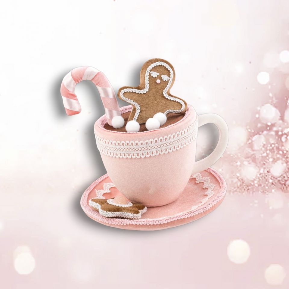 9.5in Pink Hot Chocolate Cup December Diamonds
