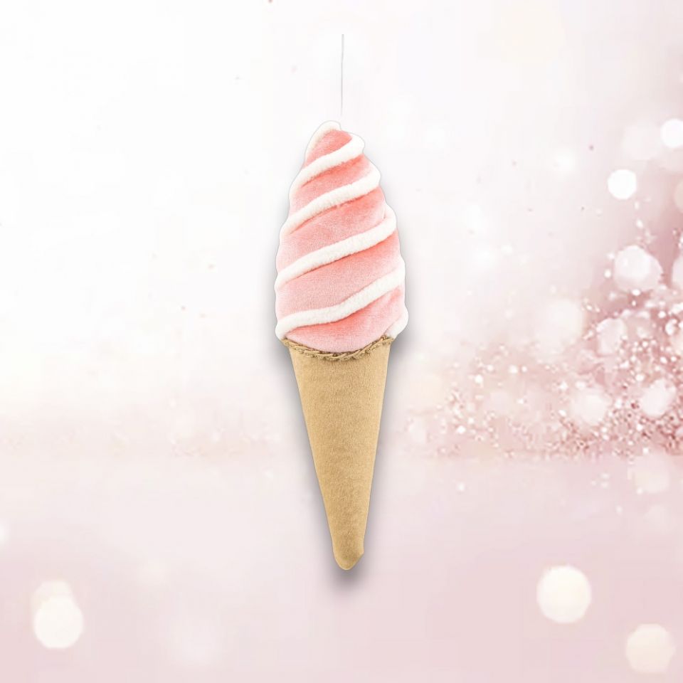 9in Pink Ice Cream Cone December Diamonds