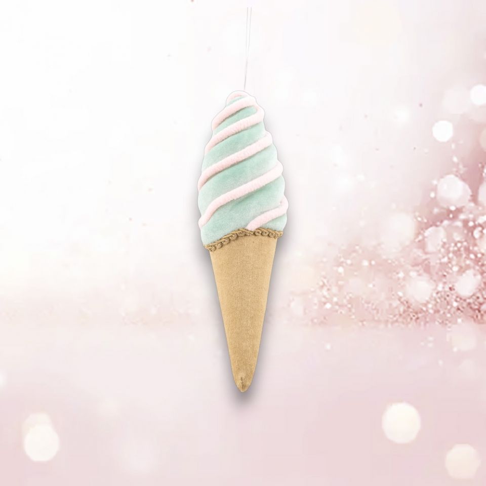 9in Blue Ice Cream Cone December Diamonds