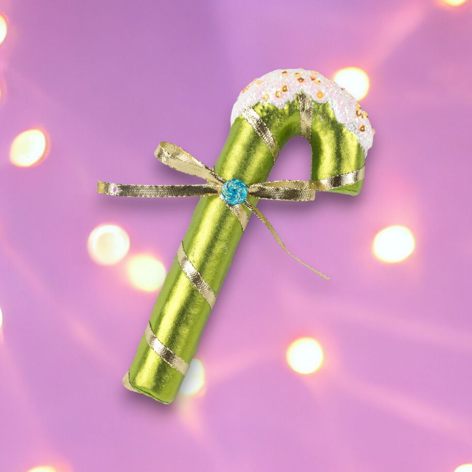 8.5in Green Candy Cane Orn December Diamonds
