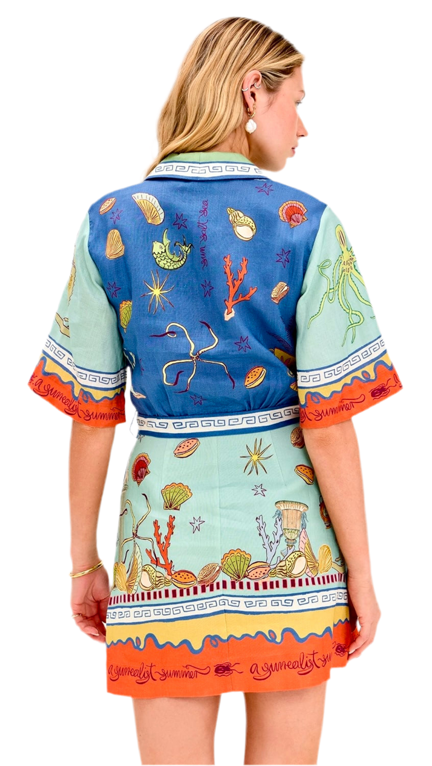 Blue Green Mini Tunic Dress