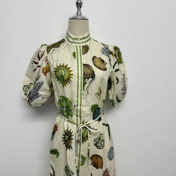 White Jellyfish Midi Shirt Dress