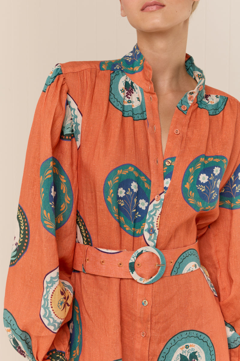 Orange Crush Maxi Shirt Dress