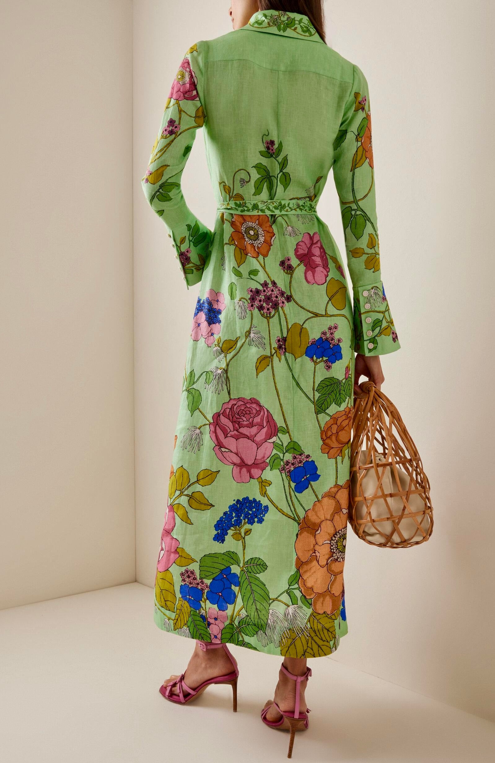 Mint Floral Maxi Shirt Dress