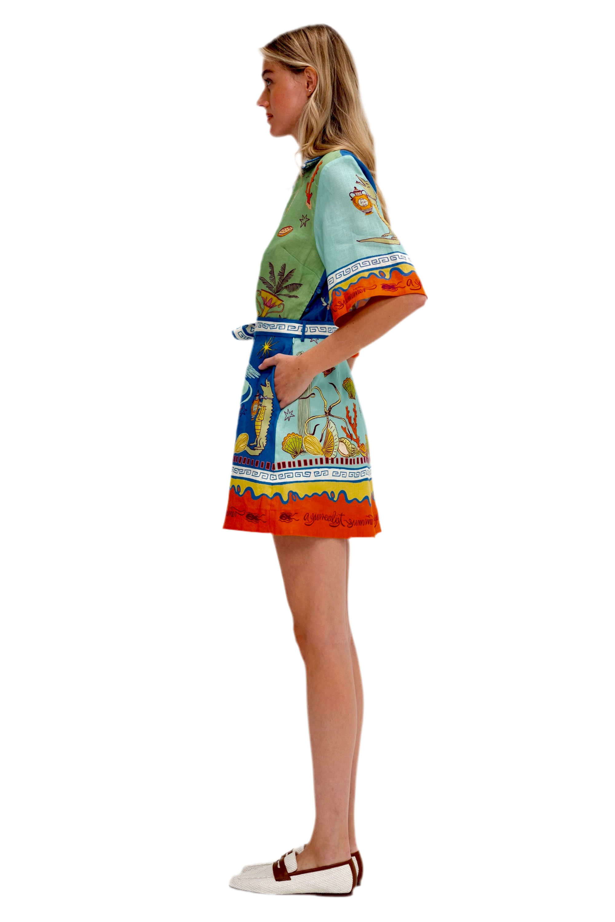 Blue Green Mini Tunic Dress