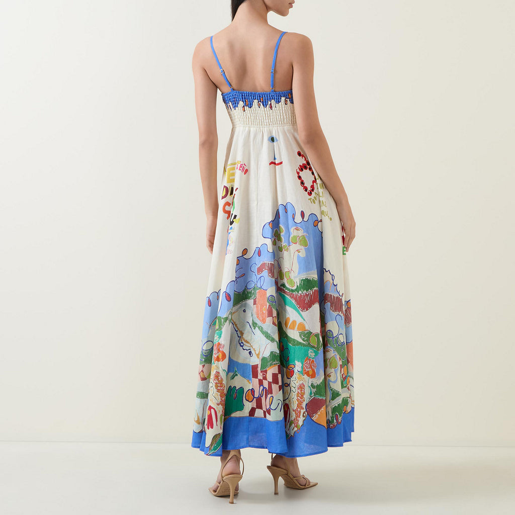 Blue Unique Print Sundress