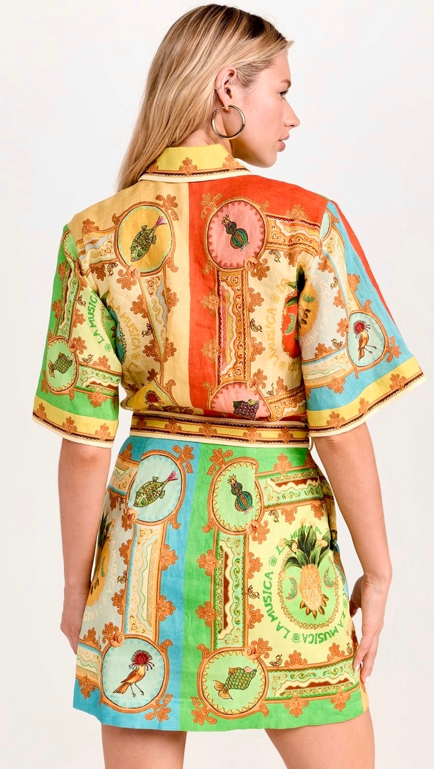 Pineapple Mini Shirt Dress