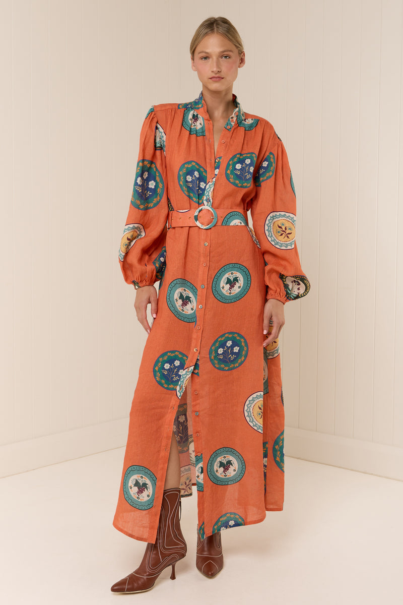 Orange Crush Maxi Shirt Dress
