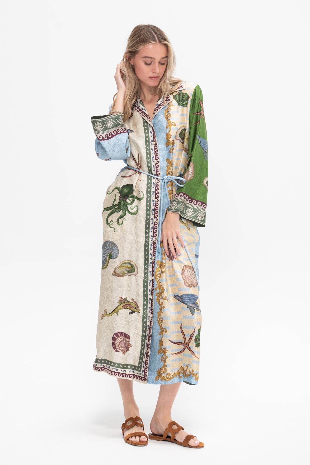 White Starfish Maxi Shirt Dress / Duster