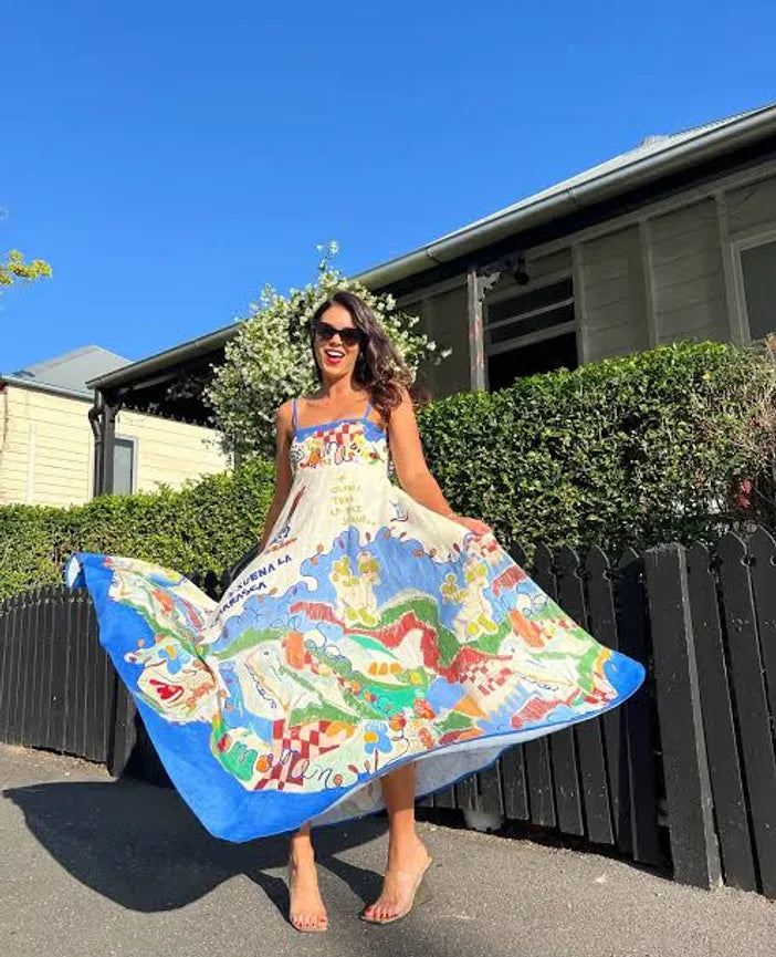 Blue Unique Print Sundress