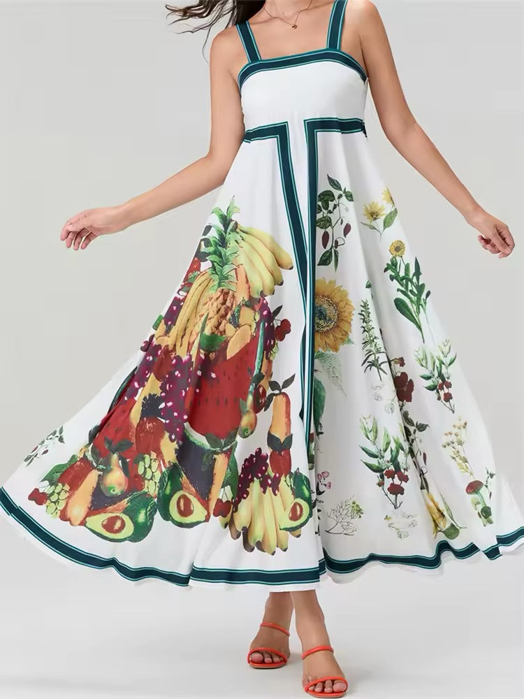 Fruit Sundress Green Lines