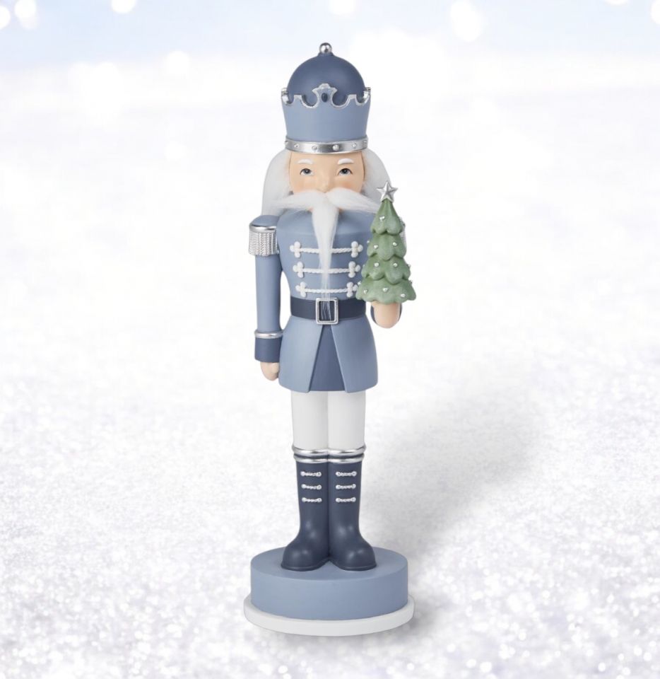 14in Blue Nutcracker w/Tree December Diamonds