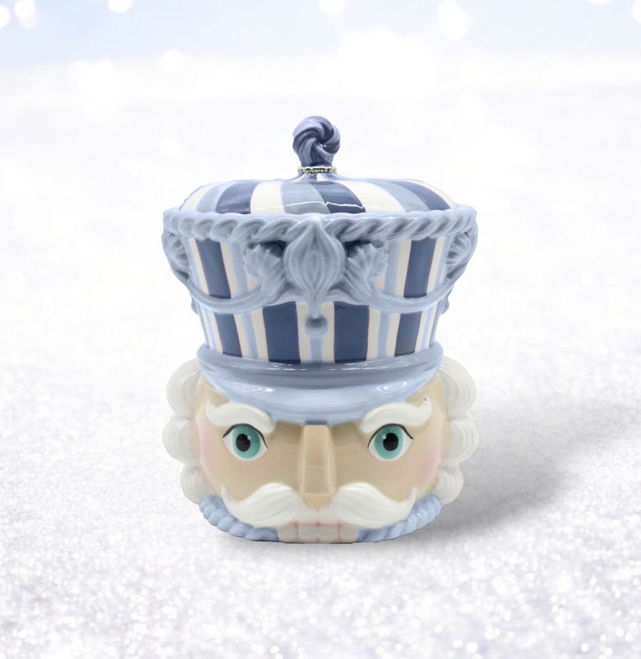 10in Blue Nutcracker Cookie Jar December Diamonds