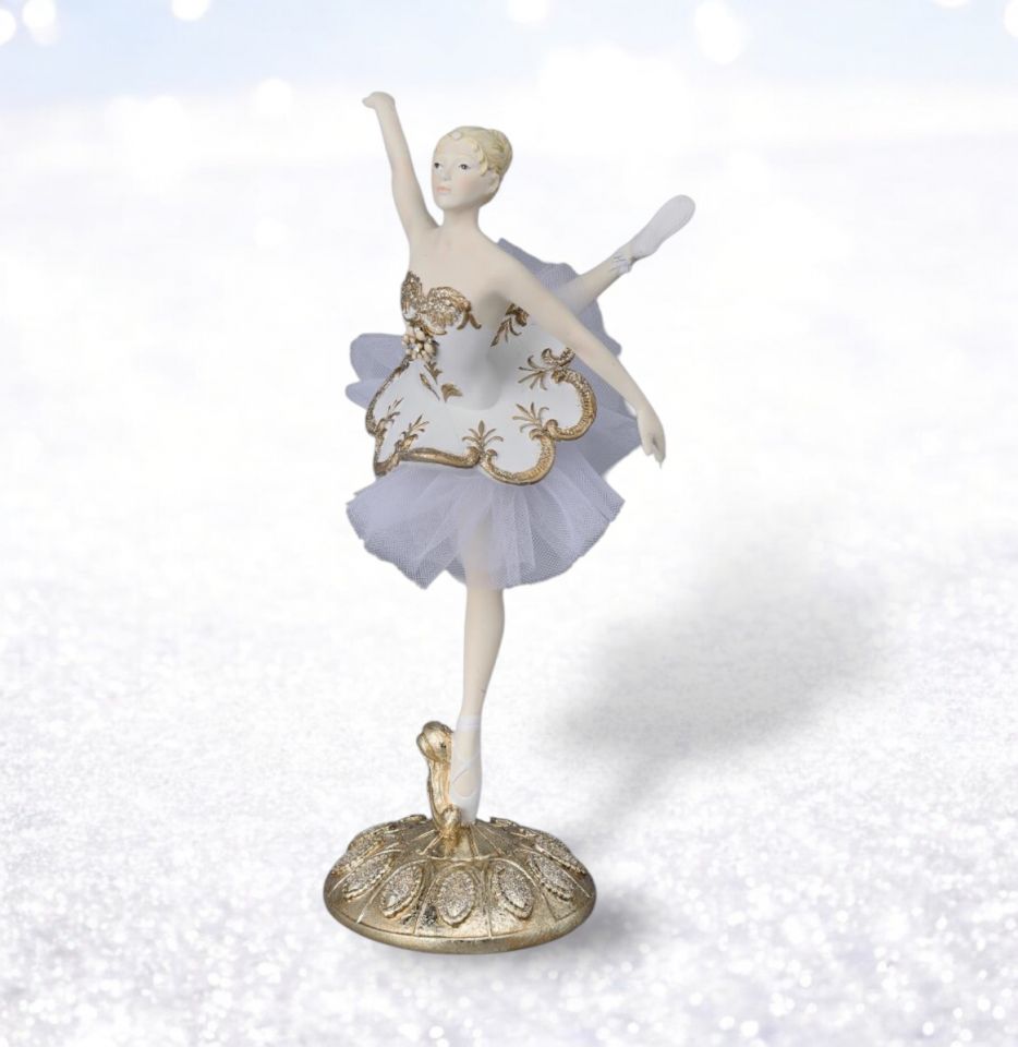 9.5in White / Gold Ballerina December Diamonds