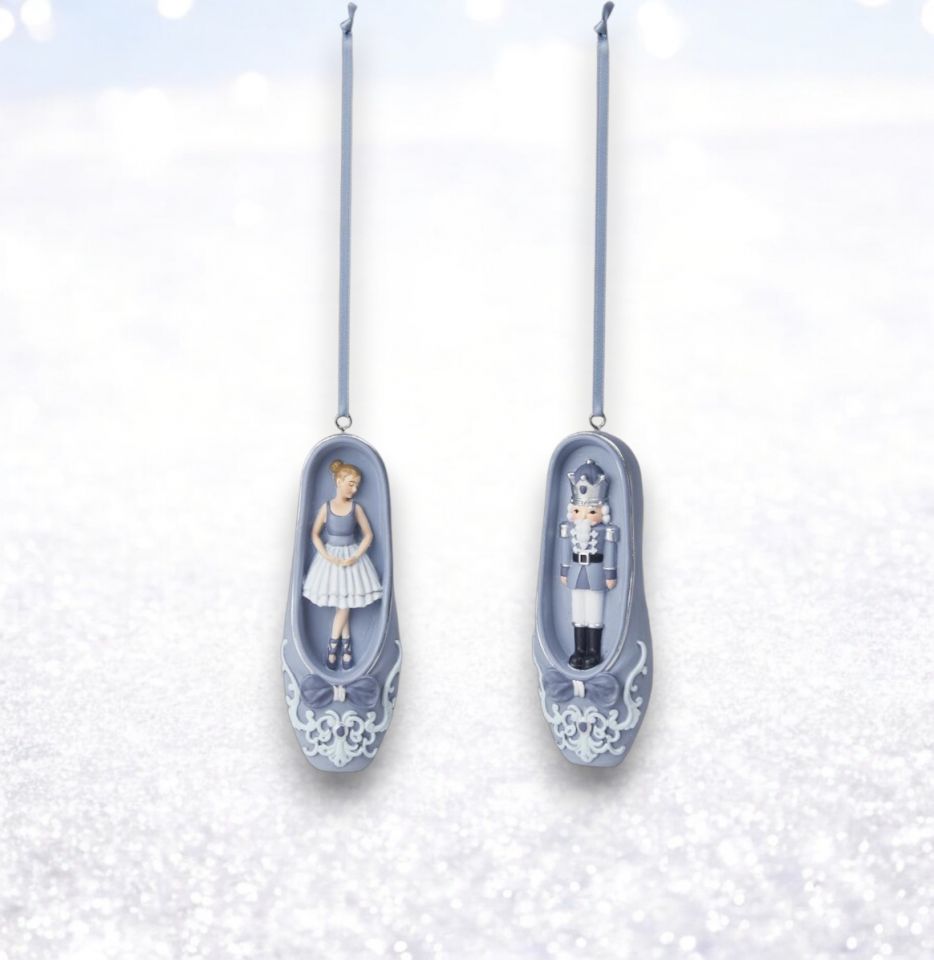 2 Asst Blue Ballerina Slippers December Diamonds