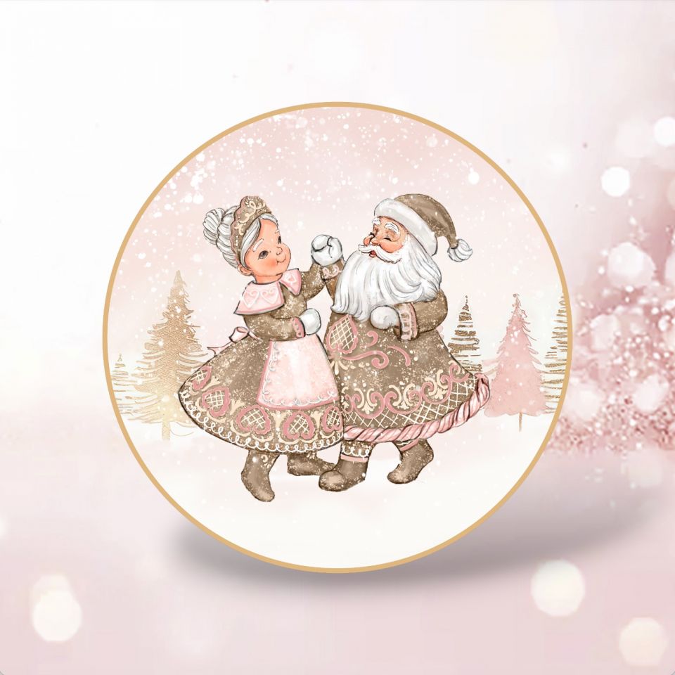 10in Gingerbread Dancing Santa Plate Set/2  December Diamonds