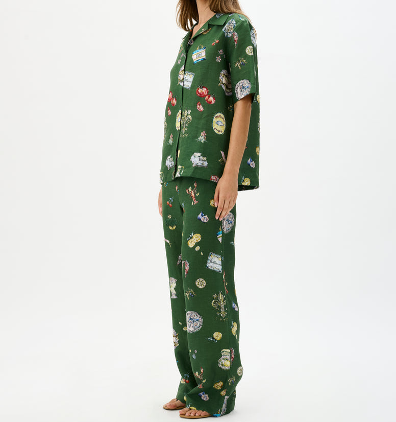 Green Print Outfit Set