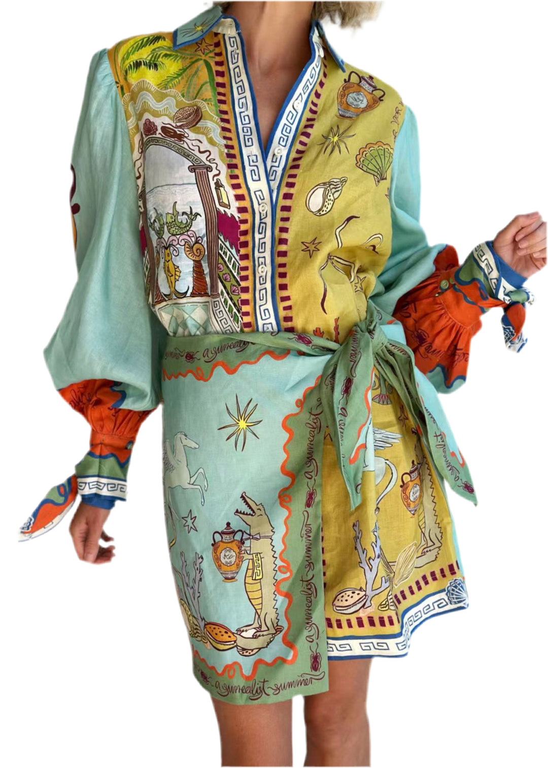 Unique Ocean Knot Mini Shirt Dress