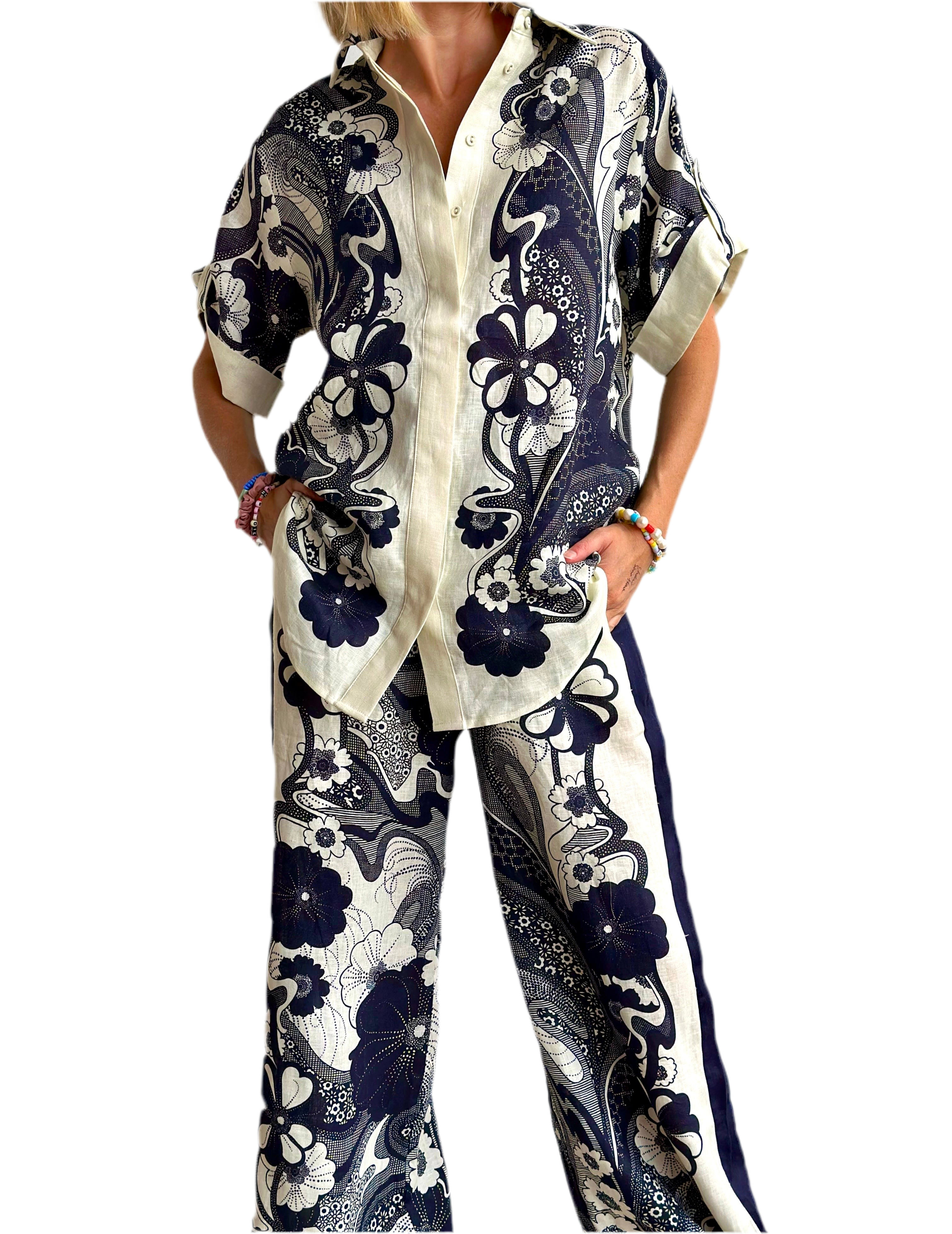 Unique Navy Floral Outfit Set