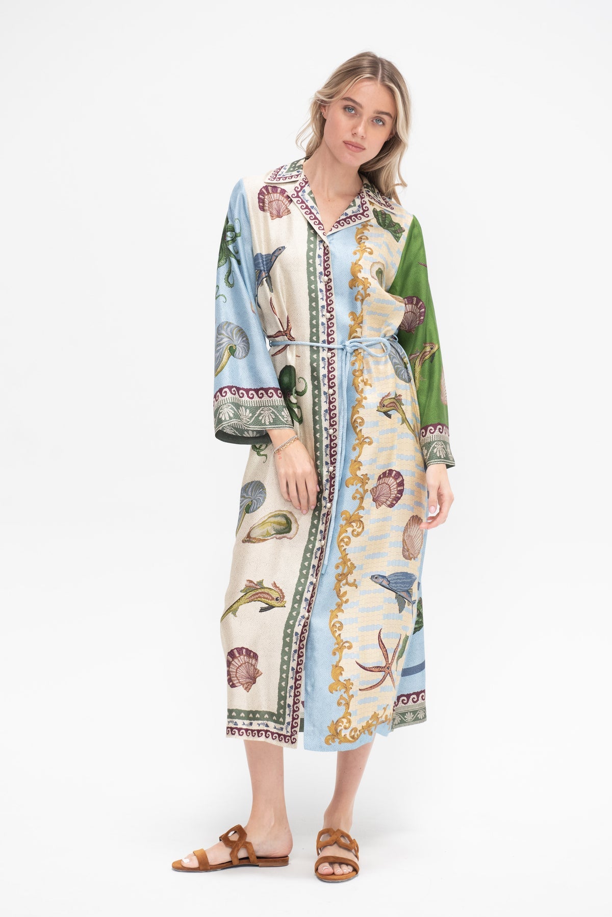 White Starfish Maxi Shirt Dress / Duster