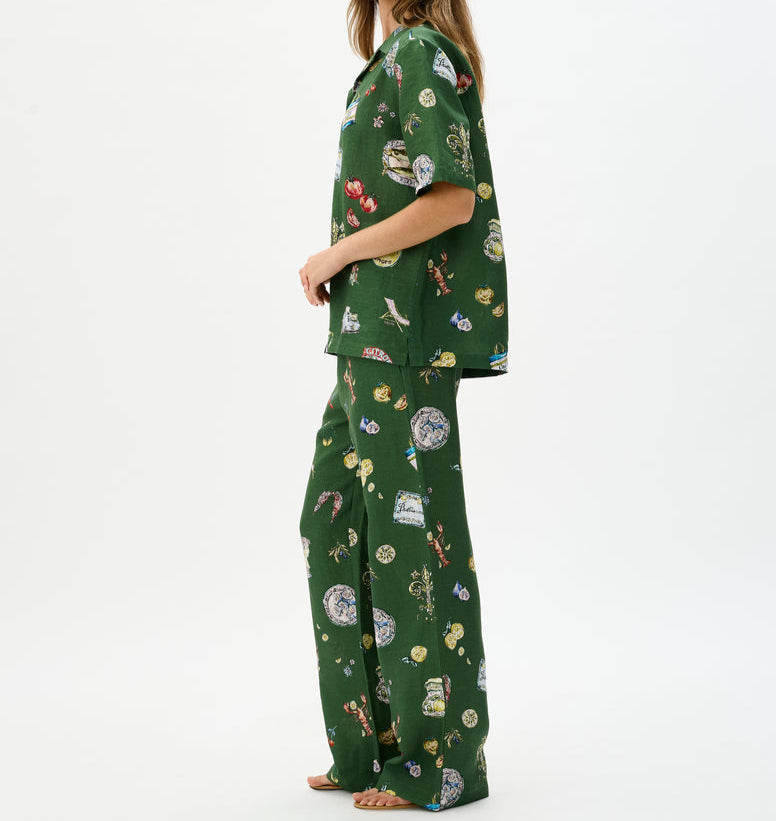 Green Print Outfit Set