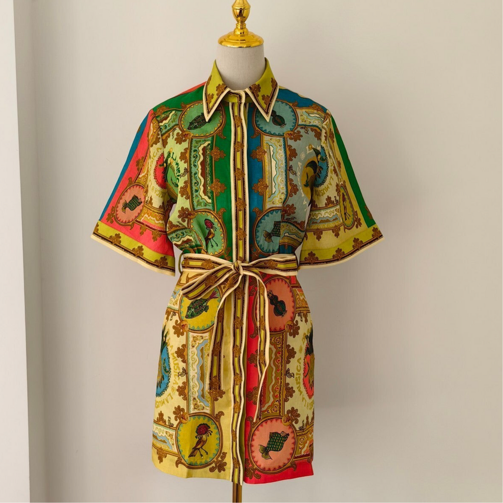 Pineapple Mini Shirt Dress