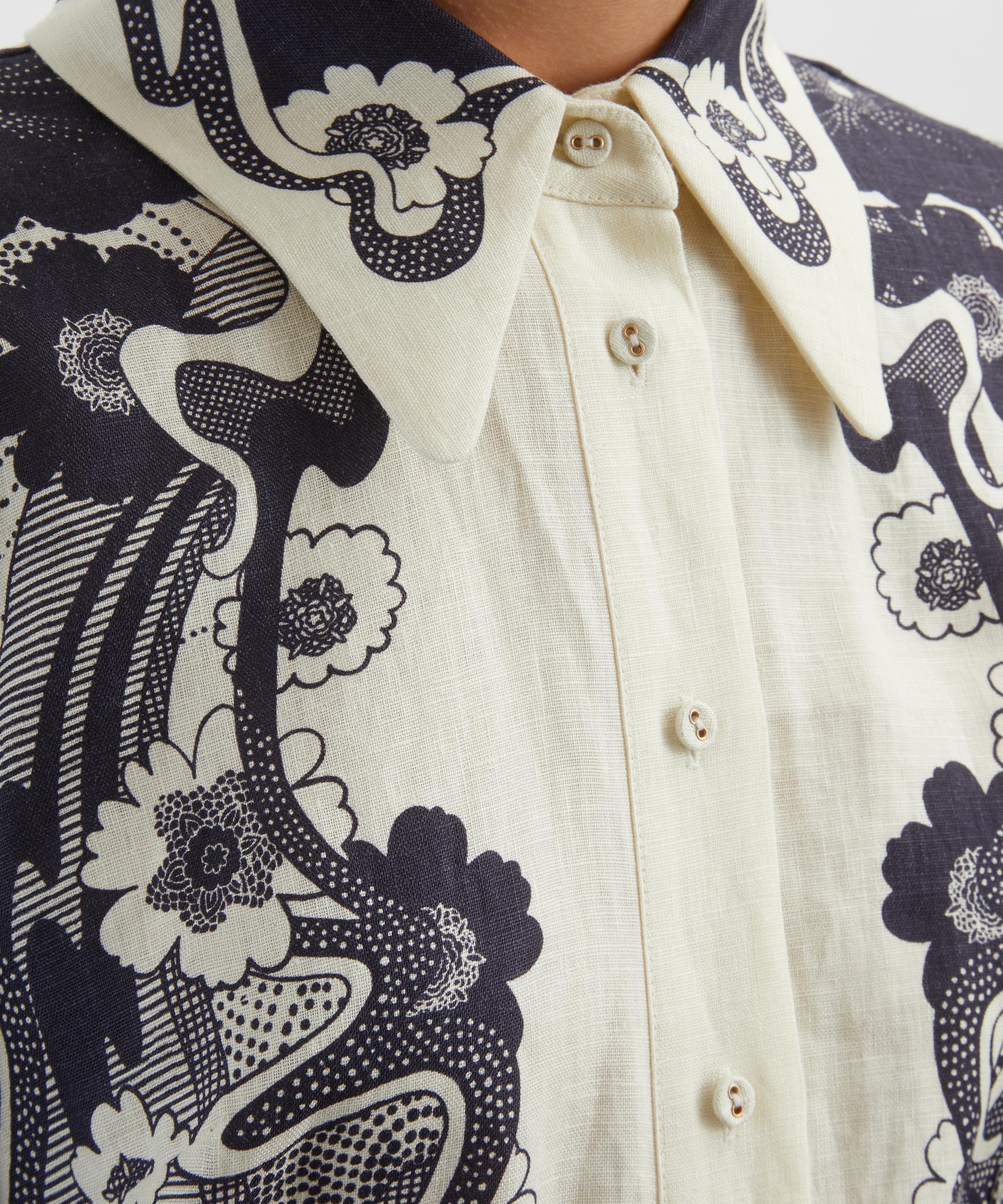 Navy Floral Long Sleeve Maxi Shirt Dress