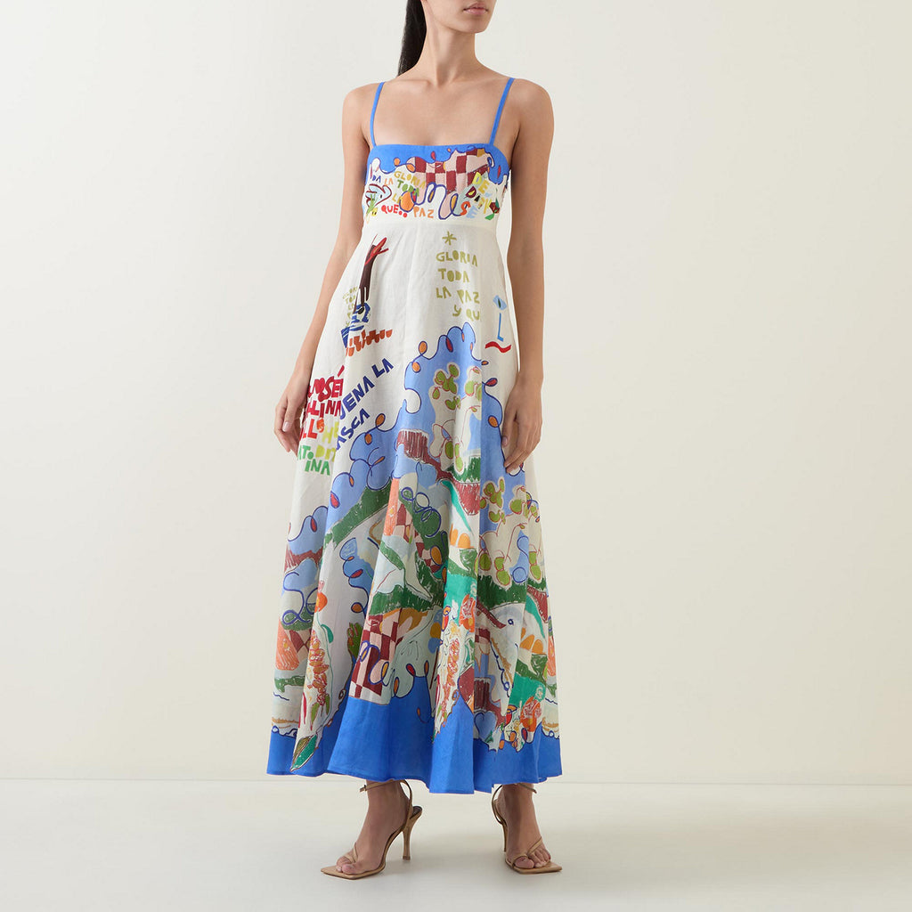Blue Unique Print Sundress