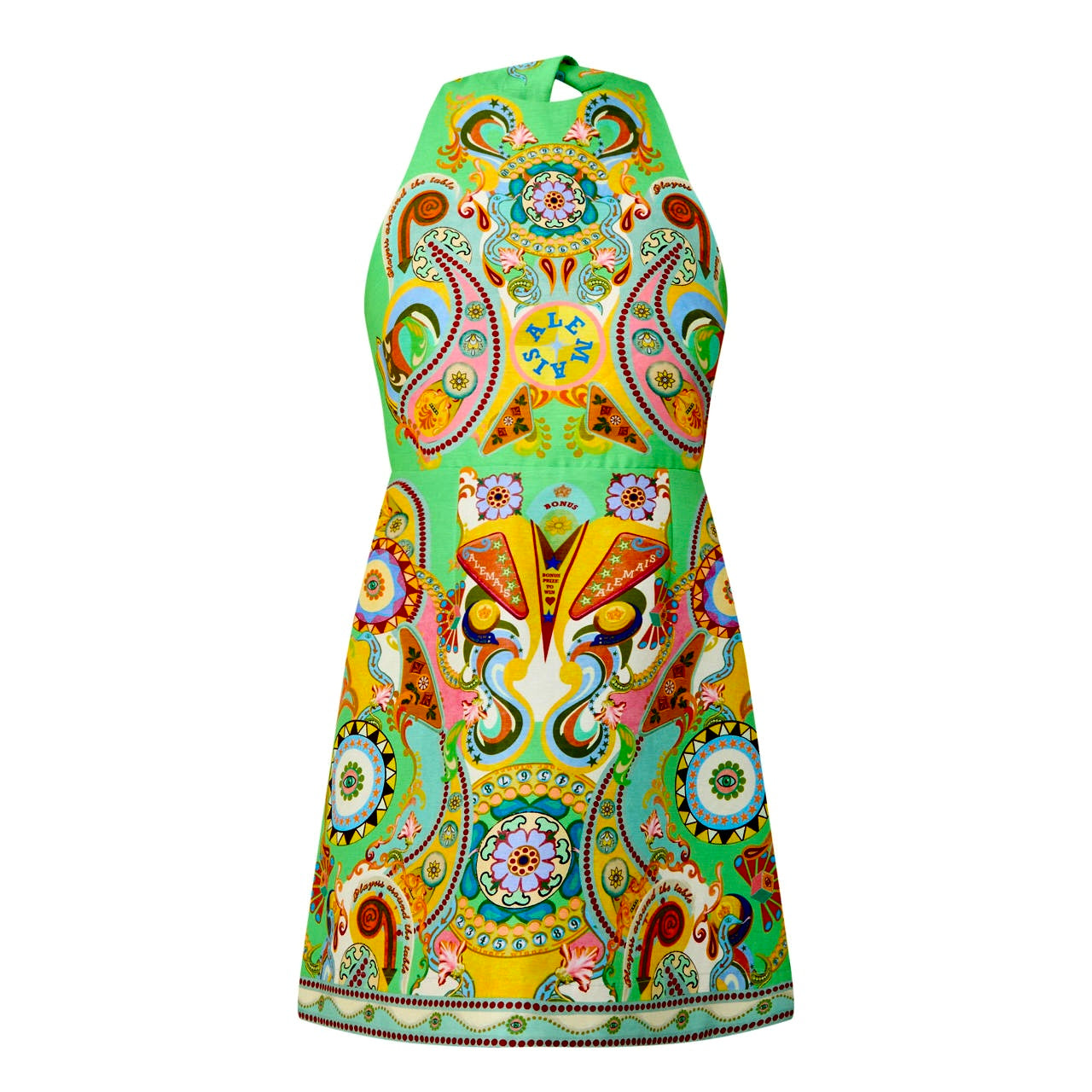 Green Swirls Halter Mini Dress
