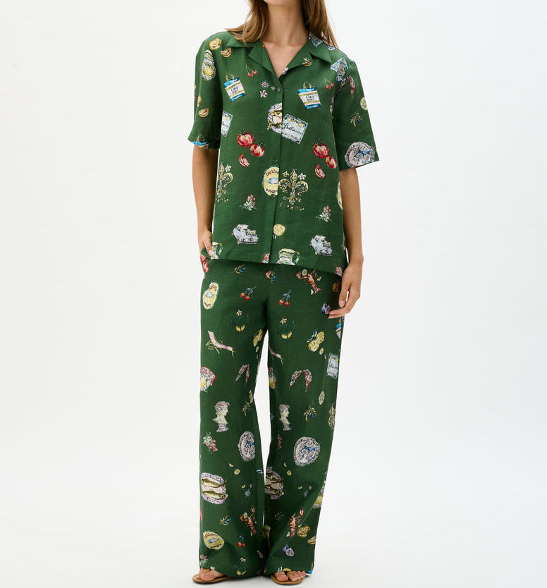 Green Print Outfit Set