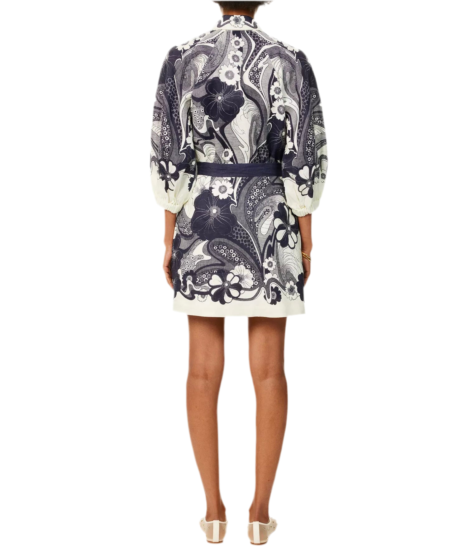 Unique Navy Floral Mini Shirt Dress