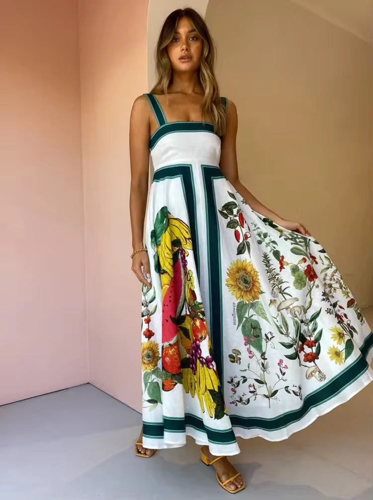 Fruit Sundress Green Lines