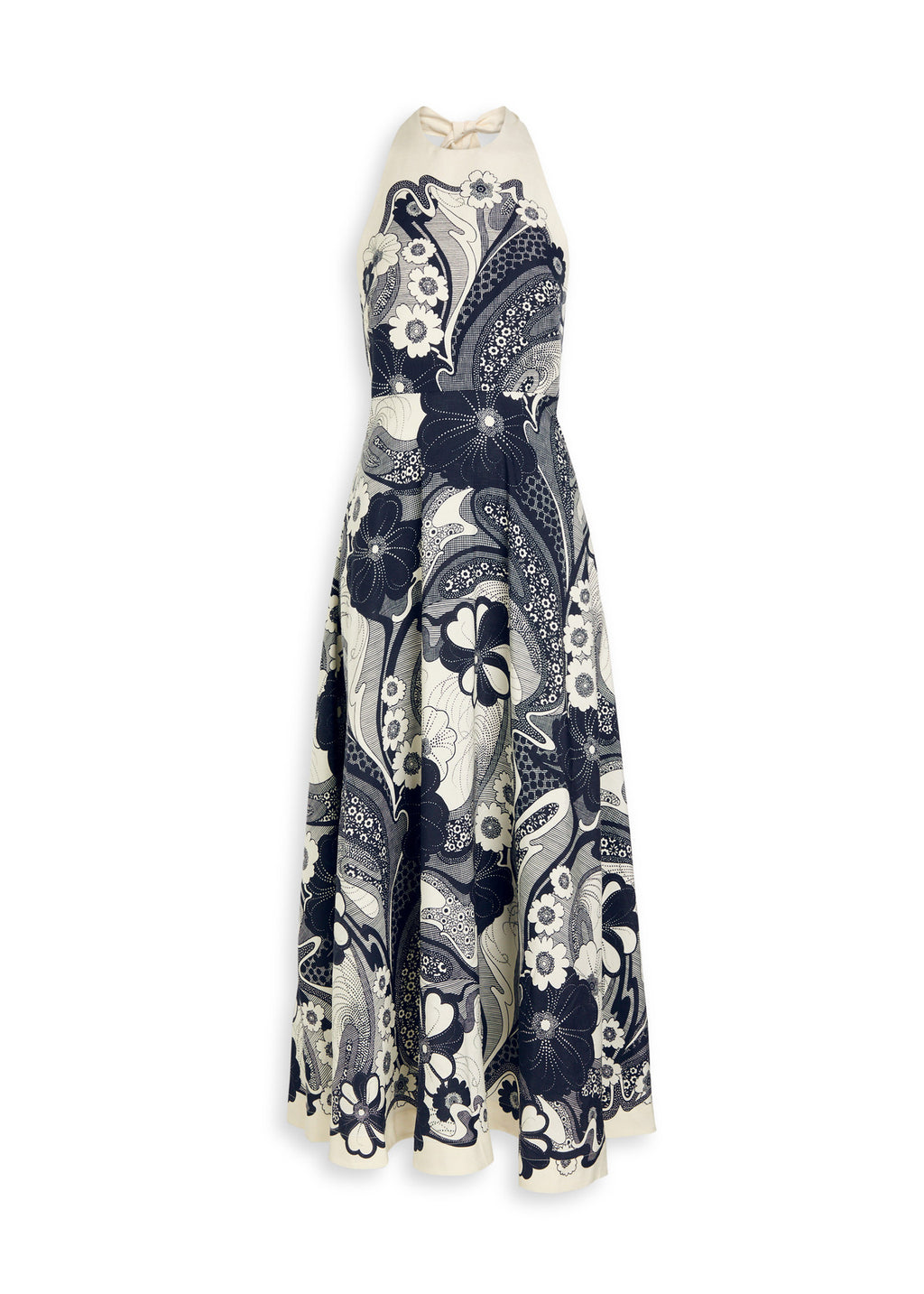 Navy Halter Bow Maxi Dress