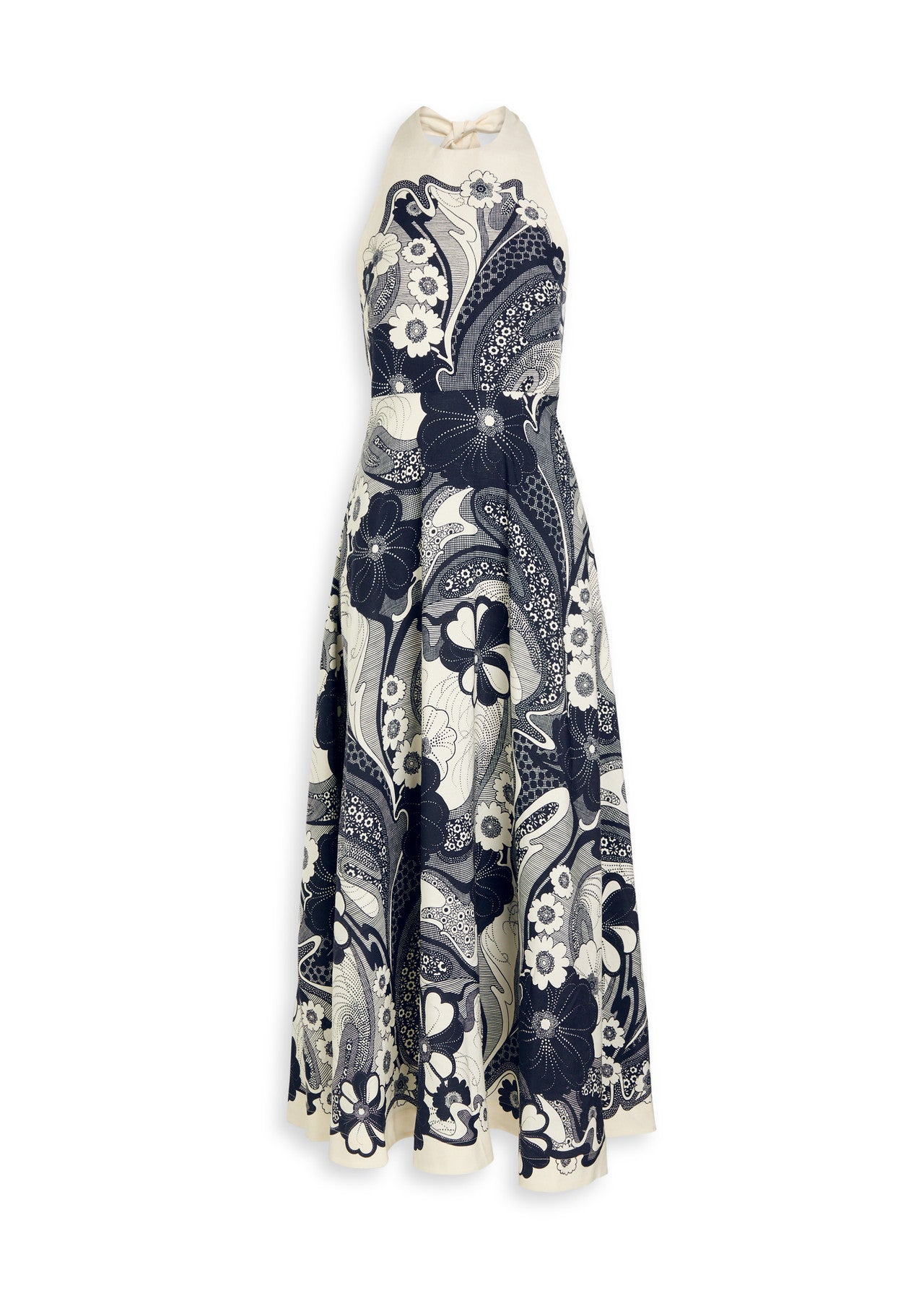 Navy Halter Bow Maxi Dress