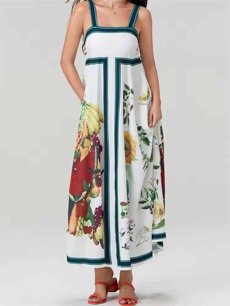 Fruit Sundress Green Lines