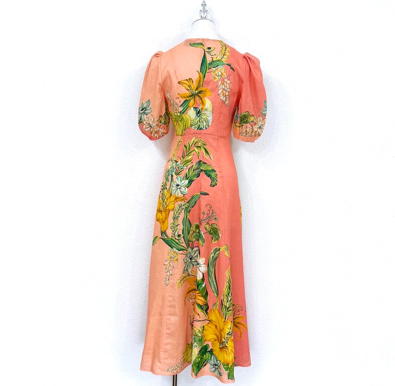Unique Coral Flower Puff Dress