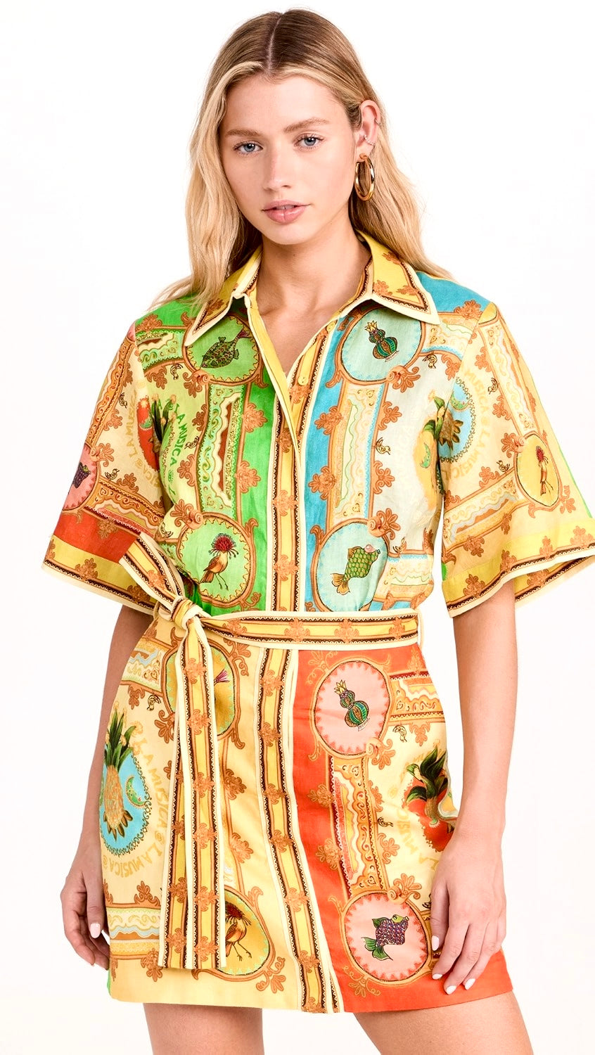 Pineapple Mini Shirt Dress
