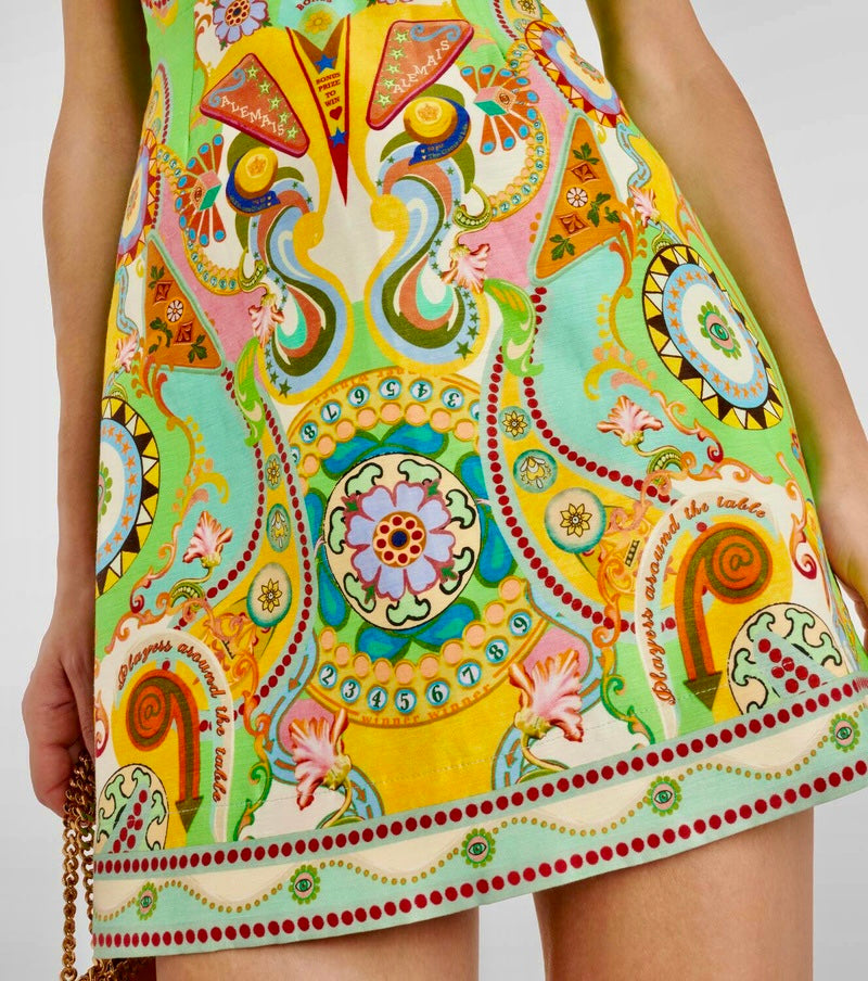 Green Swirls Halter Mini Dress