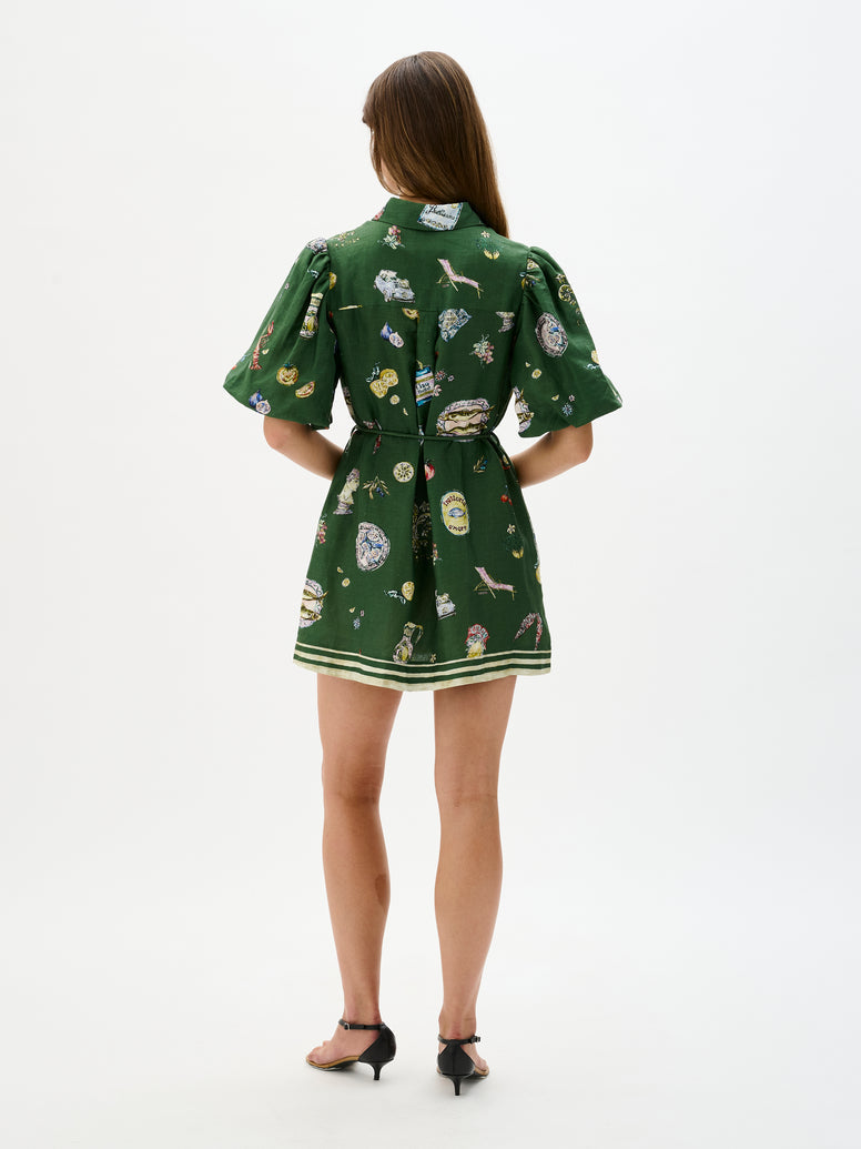 Green Fun Mini Shirt Dress