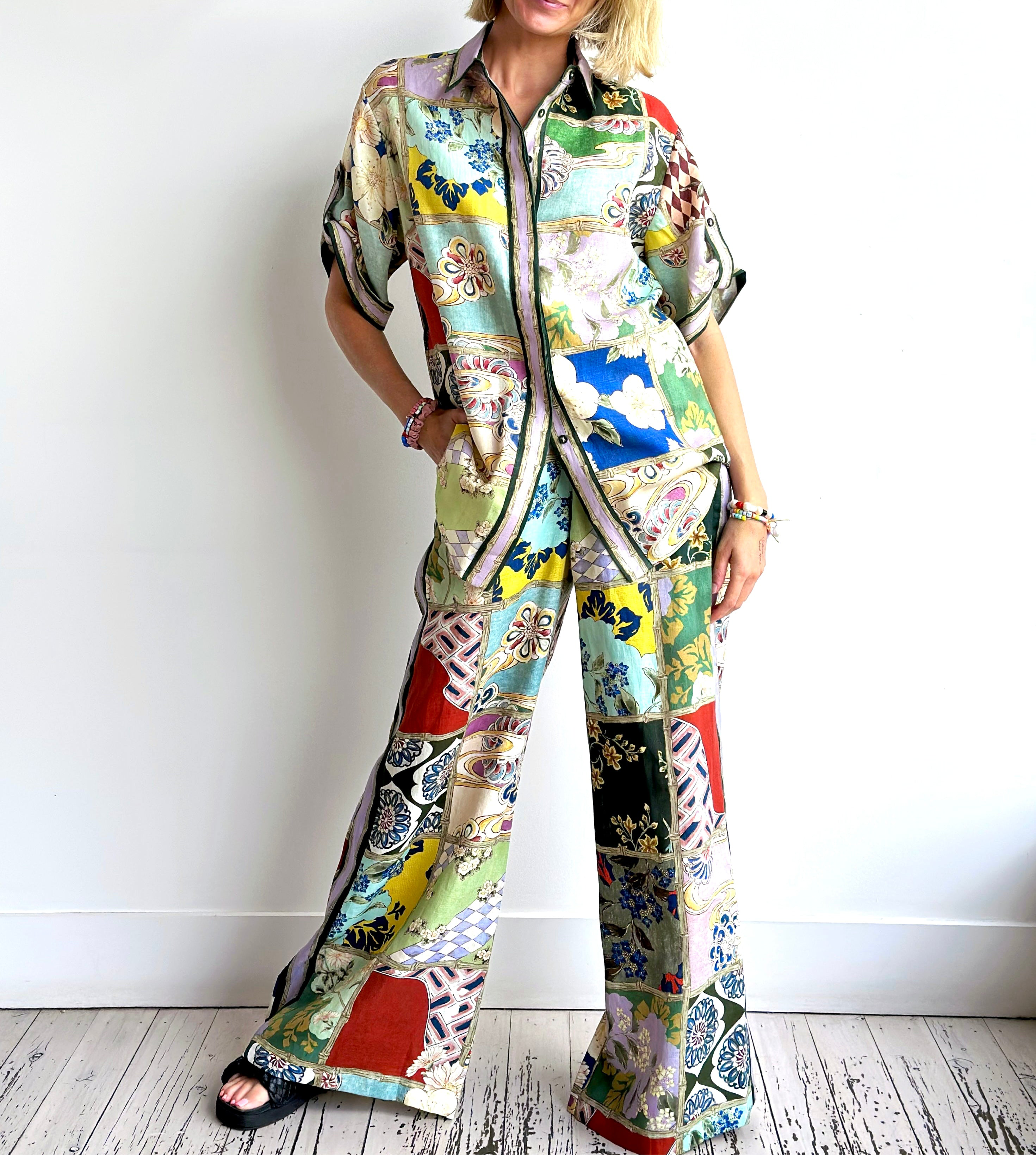 Unique Patchwork Pant Set