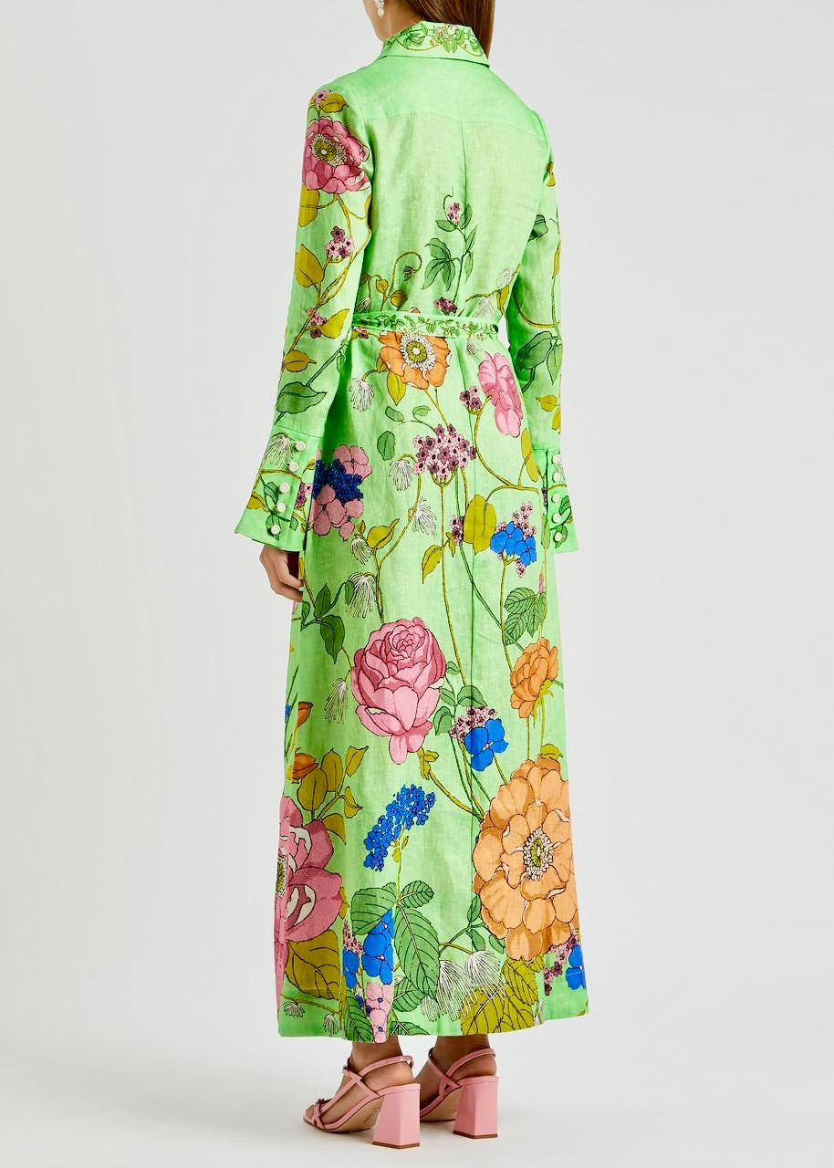 Mint Floral Maxi Shirt Dress