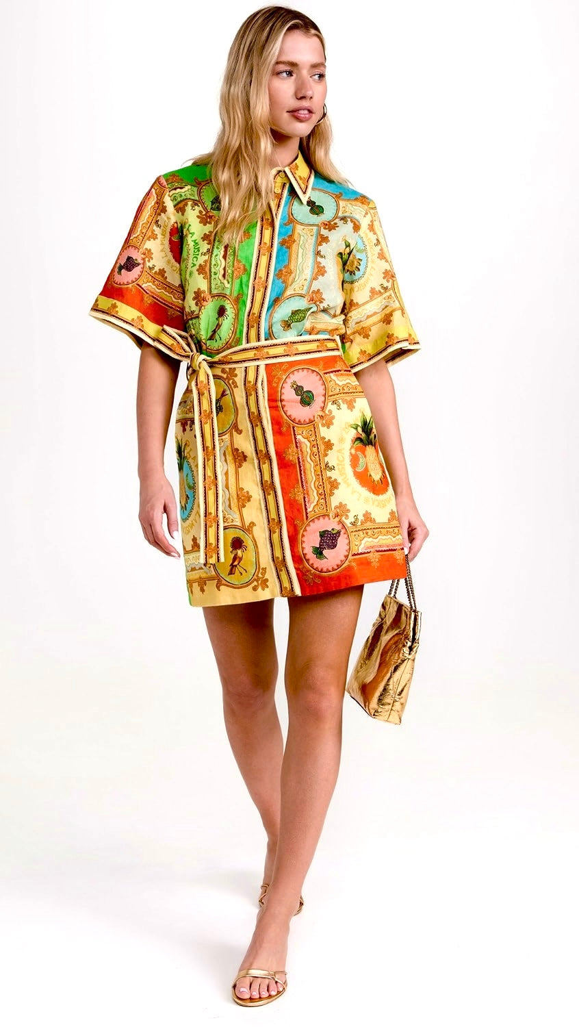 Pineapple Mini Shirt Dress