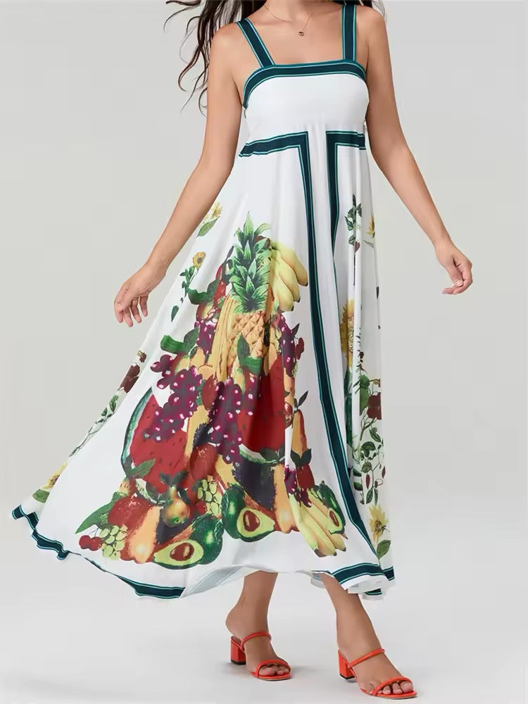 Fruit Sundress Green Lines