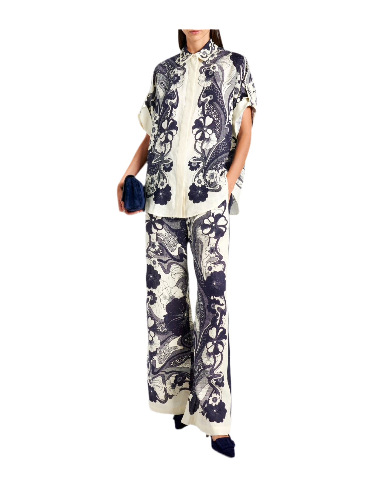 Unique Navy Floral Outfit Set