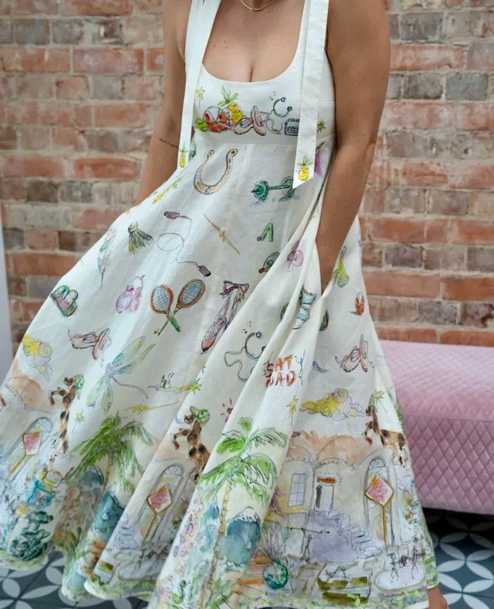 Cartoon Sundress White
