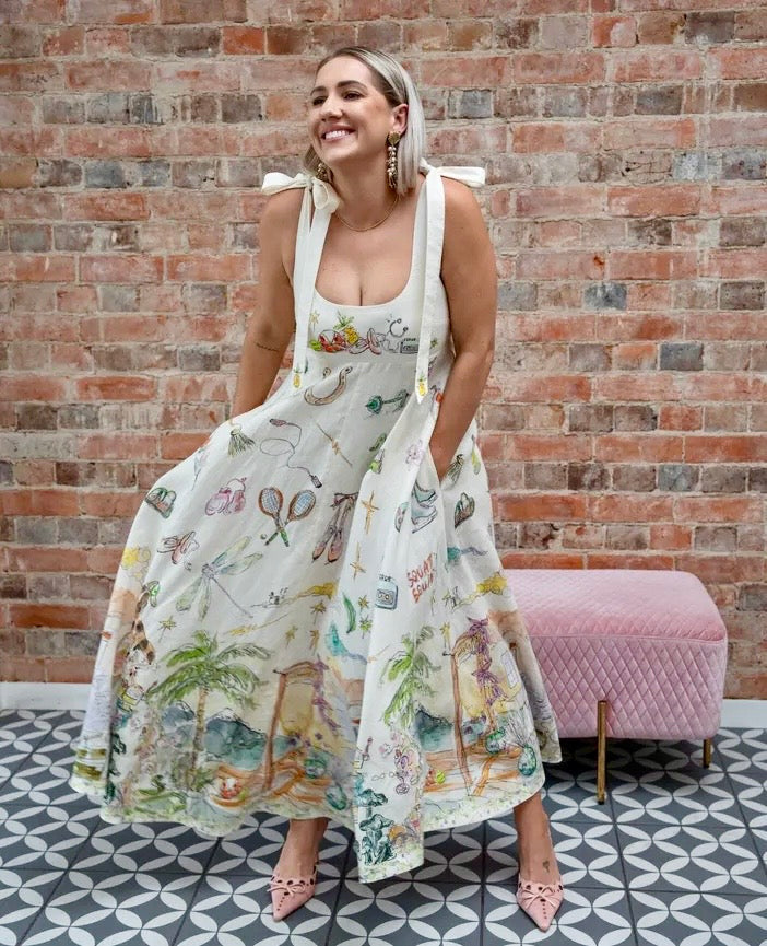 Cartoon Sundress White