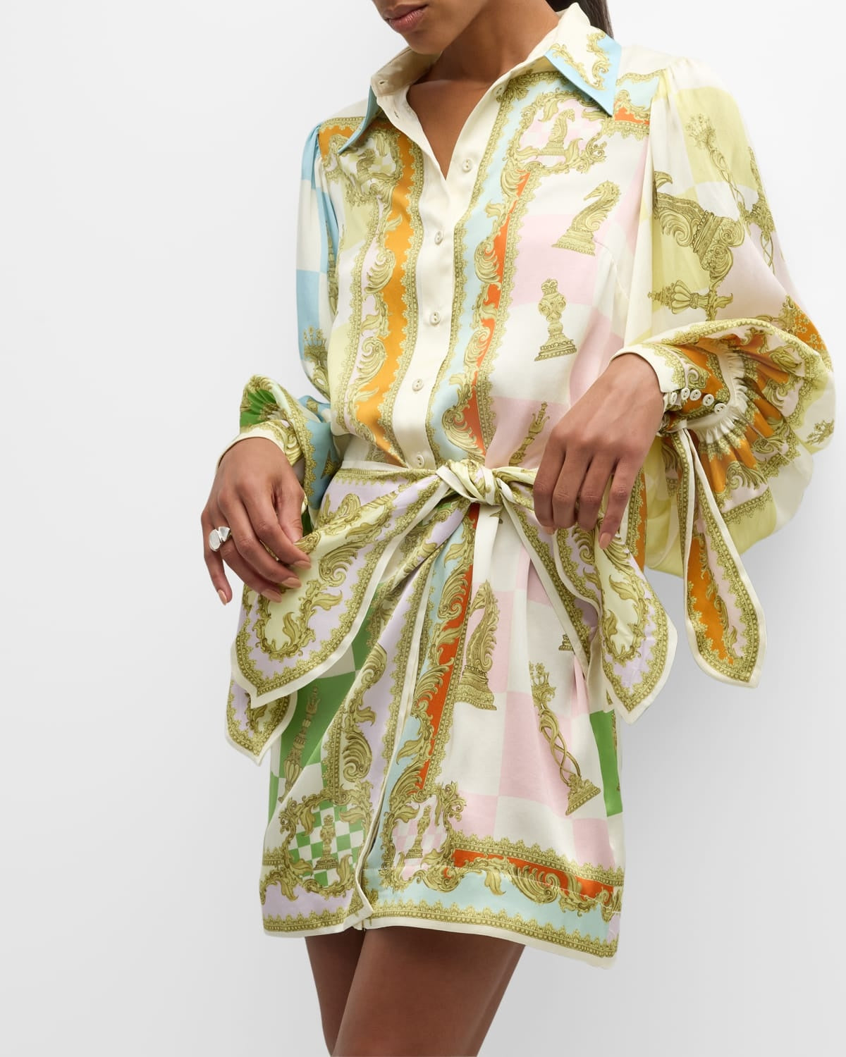 Unique Chess Knot Mini Shirt Dress